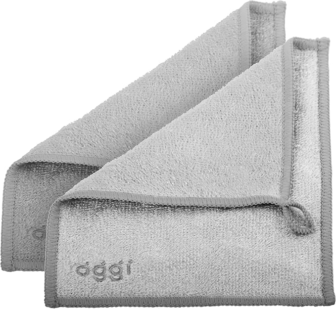 OGGI Bambou Wine Glass Polishing Cloths - Natural Wine Polishing Cloth, 91% Bamboo-Derived Rayon Cellulose Fiber, Reusable, Hygienic, Fast Dry, Odor-Free, Non-Scratch, Lint-Free - 2 pcs, 7x9"