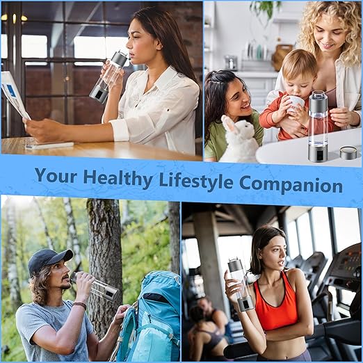 Hydrogen Water Bottle Generator, Generates Real 2100PPB to 6000PPB Hydrogenated Hydrogen Water Bottle, SPE & PEM Rechargeable Portable Hydrogen Water Ionizer, Hydrogen Water Machine with OLED Display