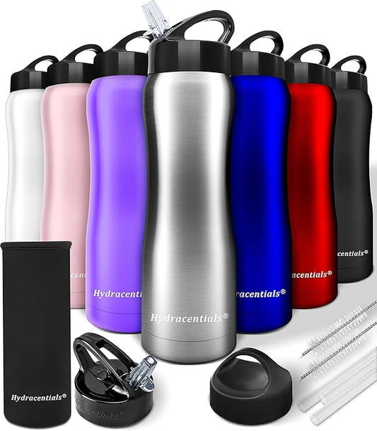 Insulated Stainless Steel Metal Water Bottle with Straw Lid - Vacuum Insulated Water Bottles, Keeps Hot and Cold - Sports Canteen Bottle