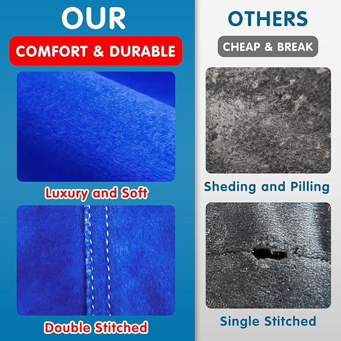 Lukeight Stuffed Animal Storage Bean Bag Chair Cover for Kids, Zipper Beanbag Chair Cover for Organizing Toddler and Kids' Rooms Plush Toys (Solid Blue, Large)