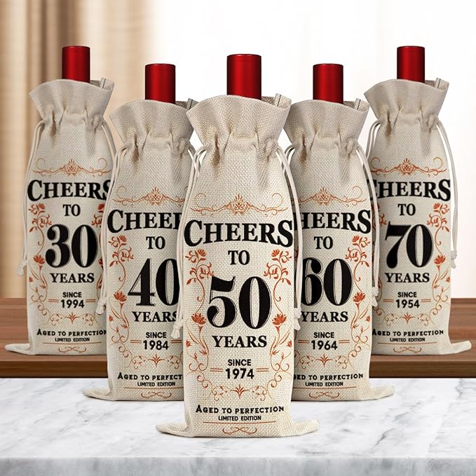 SpringWhisper 50th Birthday Gifts for Women Men Back in 1974 Birthday Gift 50 Years Old Gift Birthday Decoration Wine Bag Gift for Her Him Wine Gift Bag 50th Turning 50