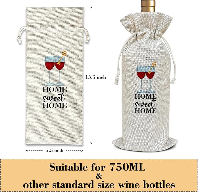 Housewarming Gifts New Home, Home Sweet Home Housewarming Gifts for Friends Neighbor Couple First Home Gift Ideas New Apartment Thanksgiving Christmas Party Favor Wine Bag Decoration Supplies /45