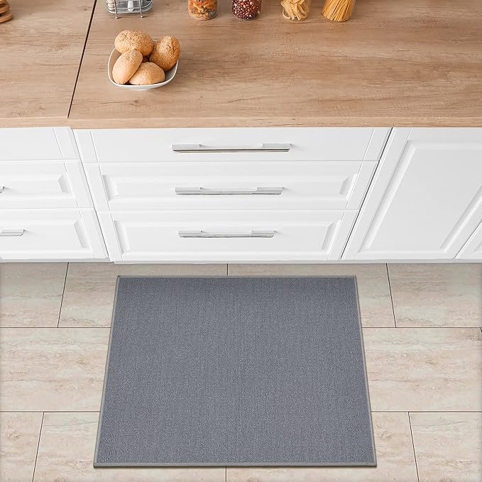 Machine Washable Modern Solid Design Non-Slip Rubberback 2x5/2x3 2PCS Set Traditional Runner Rug/Area Rug for Hallway, Kitchen, Entryway, Bathroom, 2 Piece Set - 20" x 59" / 2'3" x 3', Gray