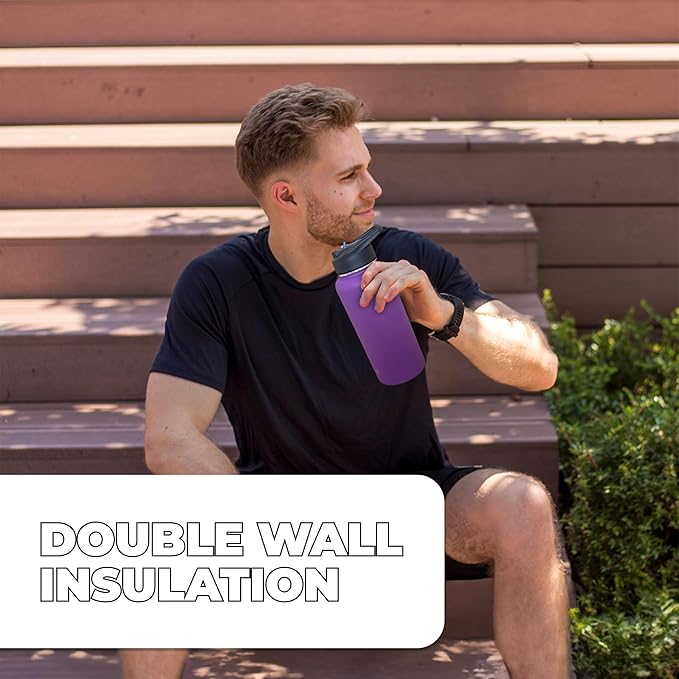 HYDRATE Insulated Stainless Steel Water Bottle - Large Reusable Flask with Leak-Proof Design and Convenient Handle - Double Vacuum Insulation for School, Work, or Adventure