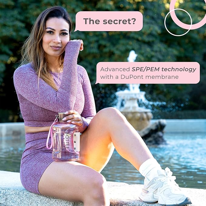 50oz | 1.5L Hydrogen Water Bottle Generator | Latest 2024 SPE PEM Technology | Leakproof | Sports Bottle Jug and Handle | Tritan BPA Free Plastic (Pink)