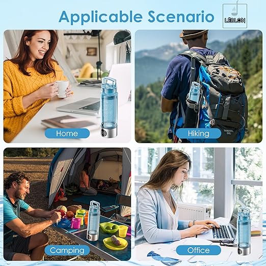 LEBLON™ High-Concentration Hydrogen Water Bottle with Skin Moisturizing Spray and Inhaler, by U.S. PEM SPE Technology, Featuring 5 MIN LED Display and 2000ppb Hydrogen Water Generator Concentration