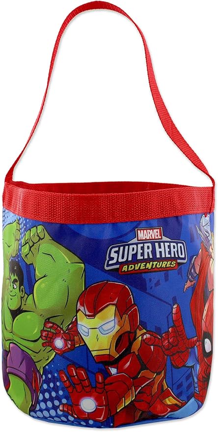 Marvel Super Hero Adventures Boys Collapsible Nylon Gift Basket Bucket Tote Bag