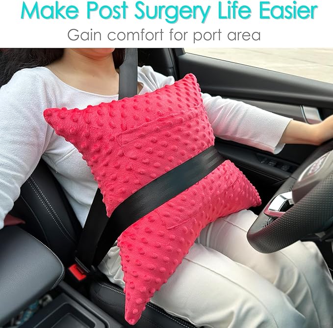 Star Hysterectomy Recovery Pillow C-Section Pillows with 2 Pockets for Tummy Tuck Abdominal Lumpectomy Belly Surgery Must Haves Shock Absorbing Cough Cushion Patients Gifts Minky Dot Red