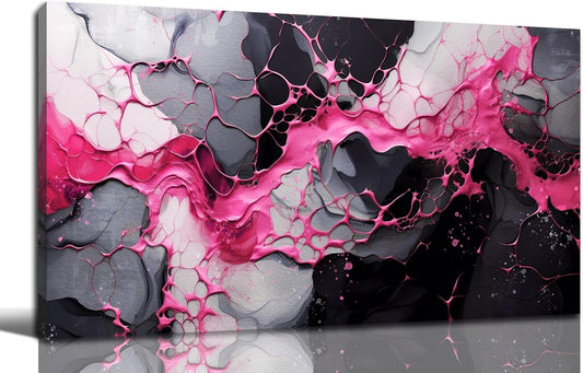 GUGIKA Abstract Wall Art for Living Room, Pink Canvas Wall-Art for Girls Bedroom, Print Paintings, Size 20x40 Inches