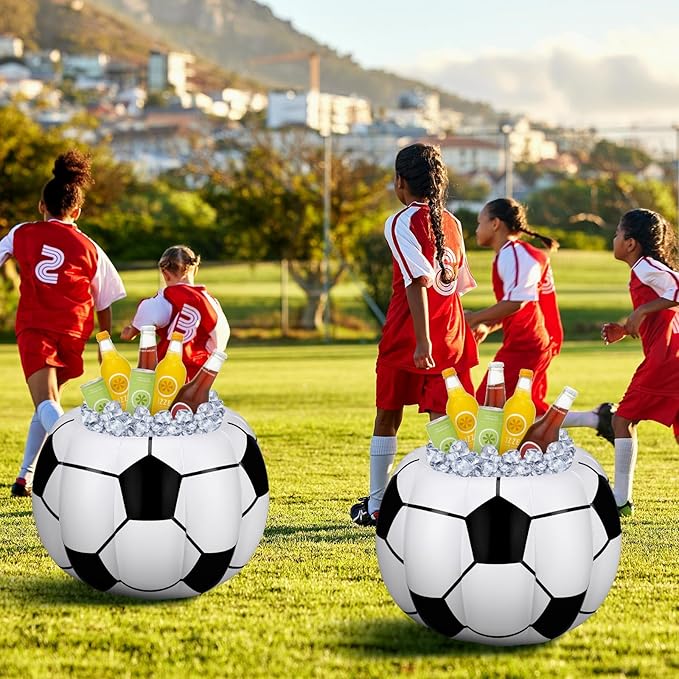 Soccer Party Decorations Inflatable Cooler Soccer Drink Cooler Reusable Floating Party Cooler Blow up PVC Football Party Cooler for Sports Themed Supply Drink Beer Food for Summer Parties(3 Pcs)
