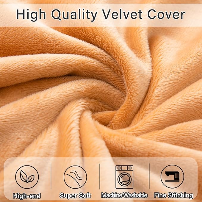 Body Pillow Cover, 20x54 Inches Body Pillow Case Cover with Zipper, Soft Fuzzy Velvet Long Pillow Pillowcase (Camel)