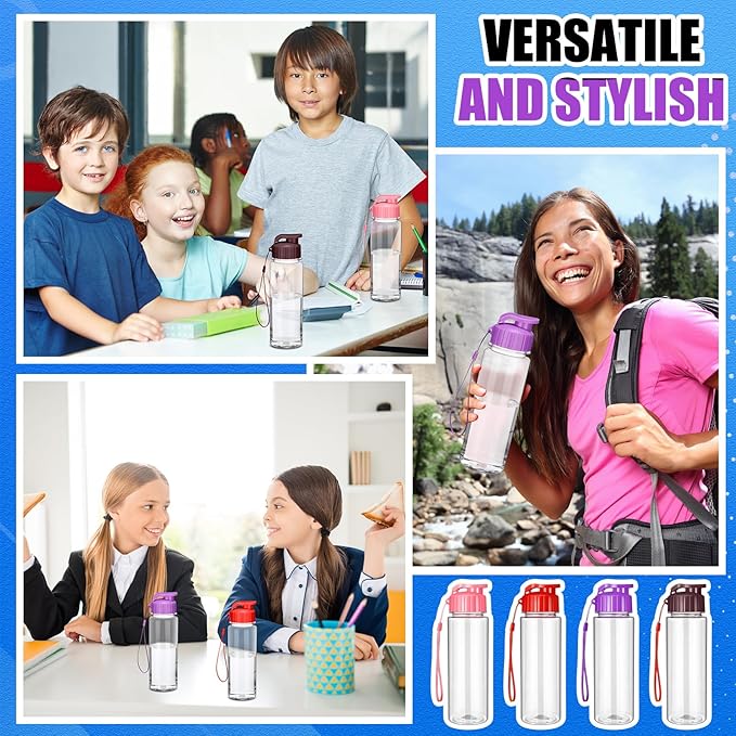 Mifoci 20 Pieces Water Bottle Bulk Plastic Water Bottles Bulk Gym Sports Adults Reusable Large Water Bottles with Leak Proof Flip Top for Party Outdoor(17 oz,Vibrant Color)