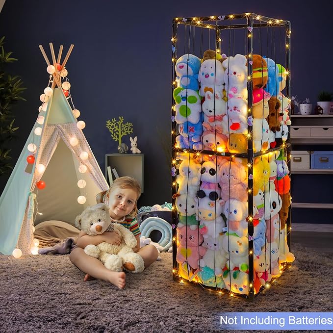 Beinou Stuffed Animals Zoo Storage Stuffed Animals Holder Extra Large Plushies Storage PVC Playroom Organizer Stuffed Animals Cage for Nursery Bedroom