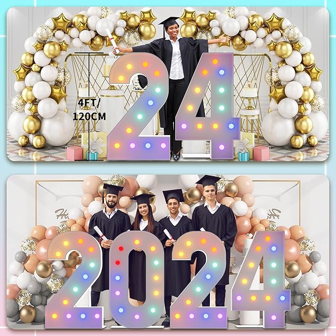 4FT Marquee Light Up Numbers Marquee Numbers 20, Choose Your Color, Including Cool White & Colorful, NO Glue Gun Needed, 2024 Graduation Decorations