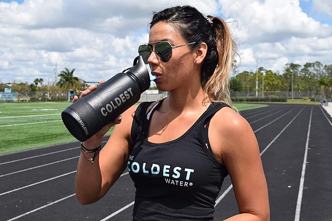 Coldest Sports Water Bottle with Straw Lid Vacuum Insulated Stainless Steel Metal Thermos Bottles Reusable Leak Proof Flask for Sports Gym(32 oz Sahara Tan)