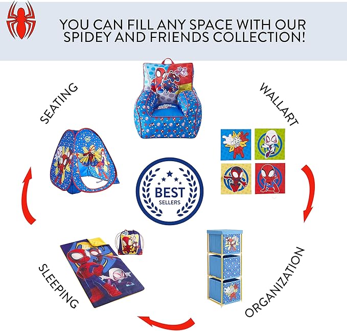 Disney Jr. Spidey and His Amazing Friends Pop Up Storage and Laundry Hamper, 21" H x 13.5" W X 13.5" L