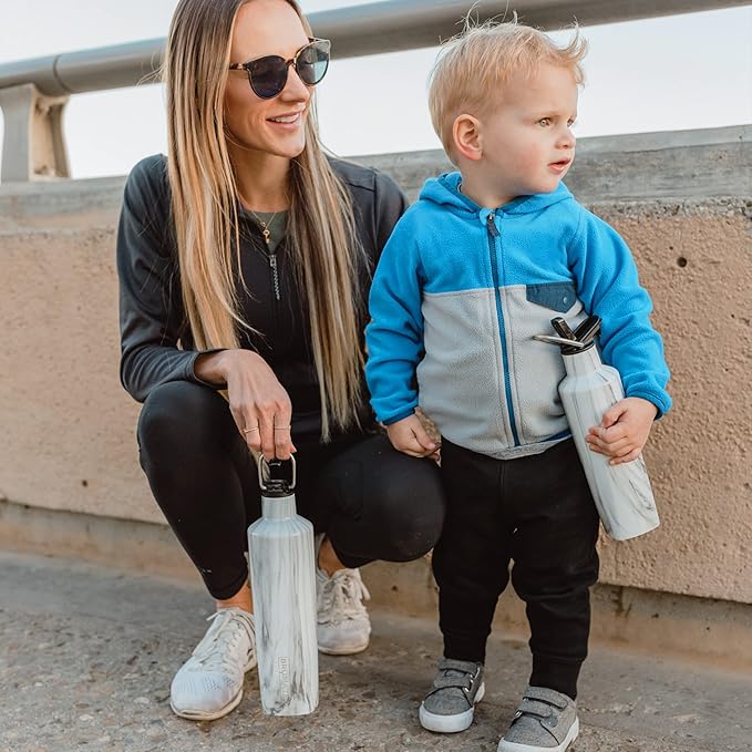 BrüMate ReHydration Mini Kids Water Bottle | 100% Leakproof Insulated Water Bottle for Kids with Straw | Stainless Steel Water Canteen | Perfect Kids Water Bottle for School | 16oz (Glitter Mermaid)