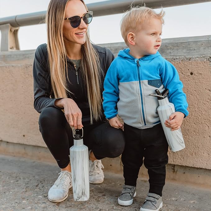 BrüMate ReHydration Mini Kids Water Bottle | 100% Leakproof Insulated Water Bottle for Kids with Straw | Stainless Steel Water Canteen | Perfect Kids Water Bottle for School | 16oz (Neon Pink)