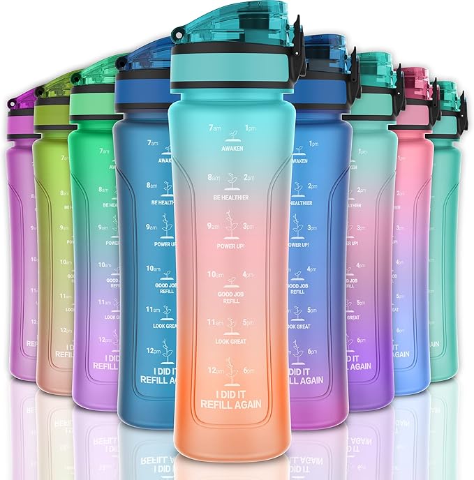 15oz Kids Sports Water Bottles for School with Spout Lid (Blue Pink Orange)