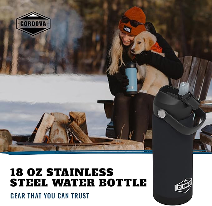 Cordova Outdoors Trailhead Class Water Bottle, Obsidian, 18 oz
