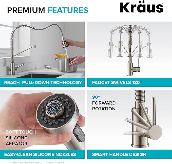 Kraus KSF-1610SFS Bolden Touchless Sensor Commercial Pull-Down Single Handle 18-Inch Kitchen Faucet, Spot Free Stainless Steel