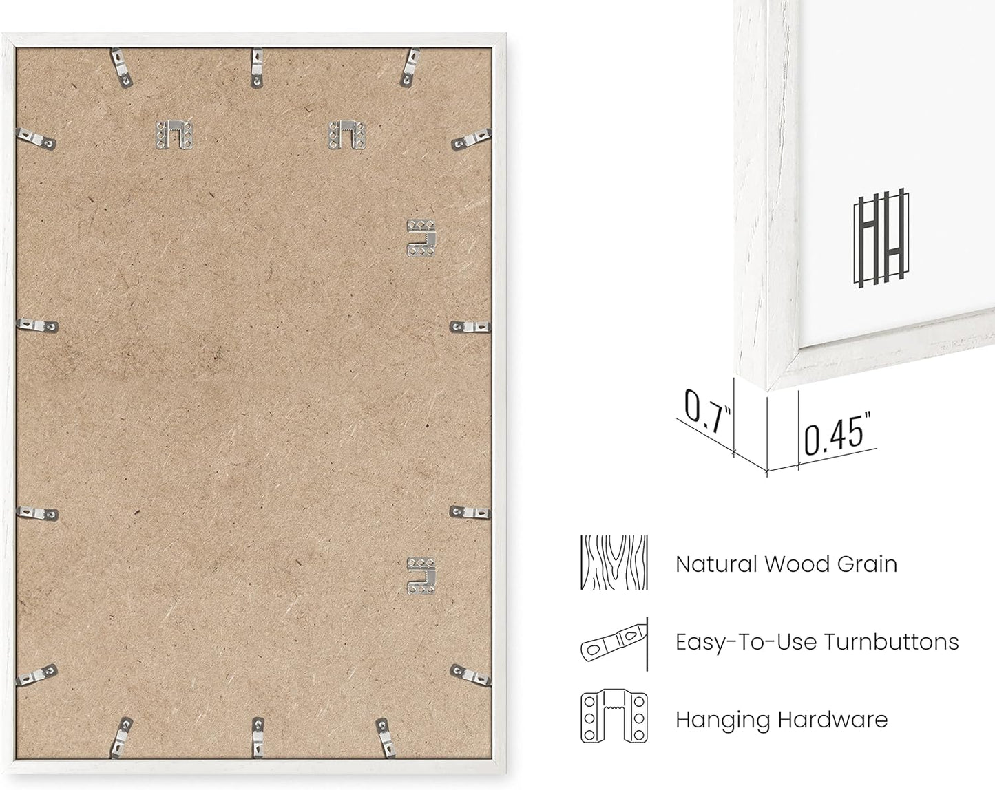 HAUS AND HUES 24x36 Frame Set of 6 - Poster Frames 24 X 36 Inches White Gallery Wall Frame Set, White Picture Frames Pack 24 x 36 Poster Frame, Large Picture Frames 24x36 Frame Wood (White Oak Frame)