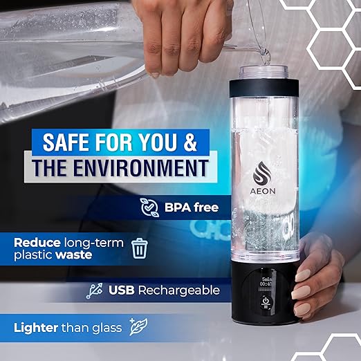 Hydrogen Water Bottle Generator - Hydrogen Water Machine with SPE & PEM Technology, Portable & Rechargeable, Water Ionizer up to 4700ppb, Hydrogen Water Generator for Travel & Exercise-9.5oz