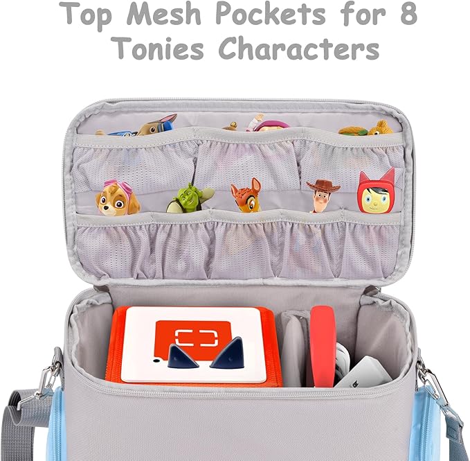 DDgro Toniebox Carrying Case - Convenient and Protective Travel Bag for Tonie box Audio Player Starter Set and Accessories (Grey, Large)