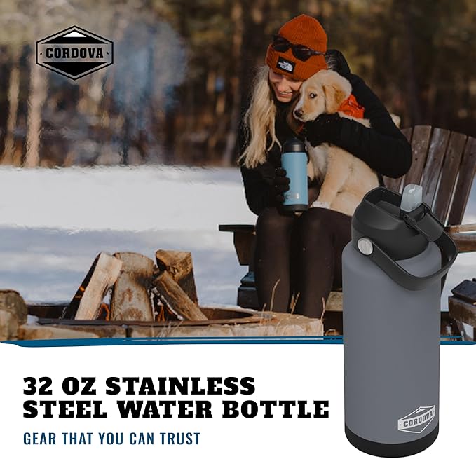 Cordova Outdoors Trailhead Class Water Bottle, Scree, 32 oz