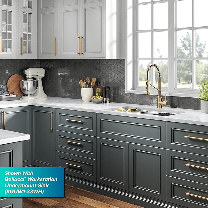 KRAUS Bolden Commercial Style Pull-Down Single Handle 18-Inch Kitchen Faucet in Brushed Brass, KPF-1610BB