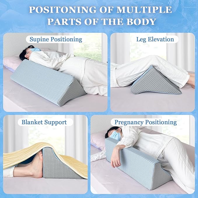 Wedges for Bed Positioning Sleeping Bed Wedge Pillow Foam Bed Sores Medical Pillows Side Sleepers Incline Cushion Post Surgery Elderly Pregnancy Back Leg Support Body Positioners Cooling Wedge