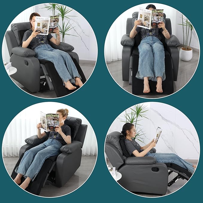 HOMBYS 3-in-1 Recliner Seat Cushion with Lumbar Support Pillow & Footrest, Multi-Functional Adjustable Height 2" to 6" for You to Choose, Non-Slip Memory Foam Chair Cushion for Elderly, Black