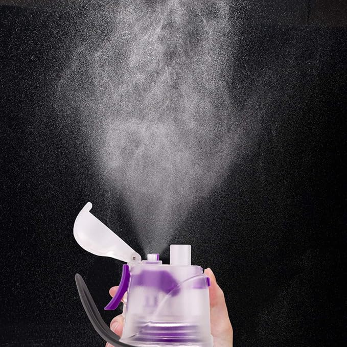 Misting Water Bottle, Spray Mist Sports Bottle for Outdoor Sport Hydration and Cooling Down, BPA-Free Misting Water Bottle with Unique Mist Lock Design (Purple-18oz)