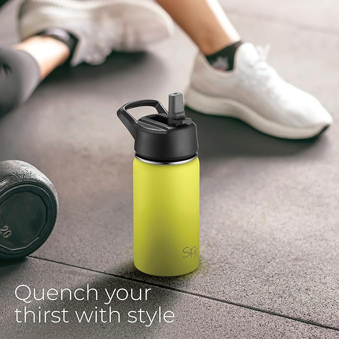 SipX™ Triple-Insulated Stainless Steel Water Bottle 18oz. With 3 Lids, BPA-Free Reusable Insulated Water Bottle Keeps Cold 24 Hours, Metal Water Bottle Made Of Sustainable Material For Hiking & Biking