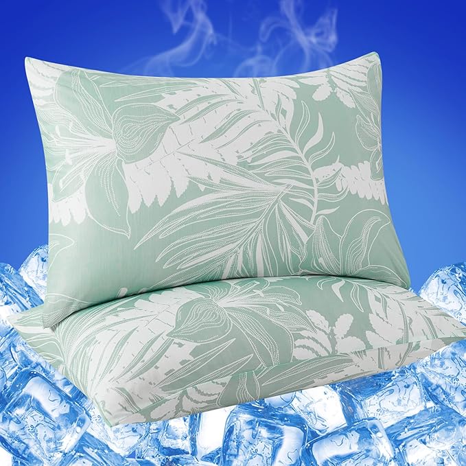 Cooling Pillow Cases for Hot Sleepers - Double Side Arc-Chill Q-Max>0.5 Cooling Fiber Cool Pillow Cases 2 Pack - Breathable Soft Cold Pillow Cases with Hidden Zipper (20" x 30")