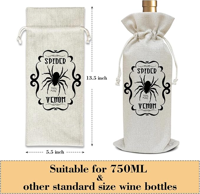 Halloween Wine Bag, Birthday Gifts for Women Men Son Dad Sister Mom, Witch Magic Thanksgiving Christmas Holiday Party Favor Funny Spider Venom Wine Bag Decoration Supplies /43
