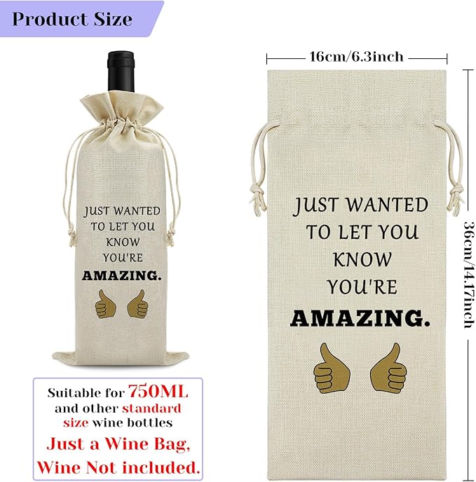 Encouragement Gifts for Women Wine Bag Inspirational Gifts for Friend Family Colleagues Superiors and Neighbors Wine Bottle Bag Thank You Gift for Men Birthday Christmas Best Wine Gift Bag