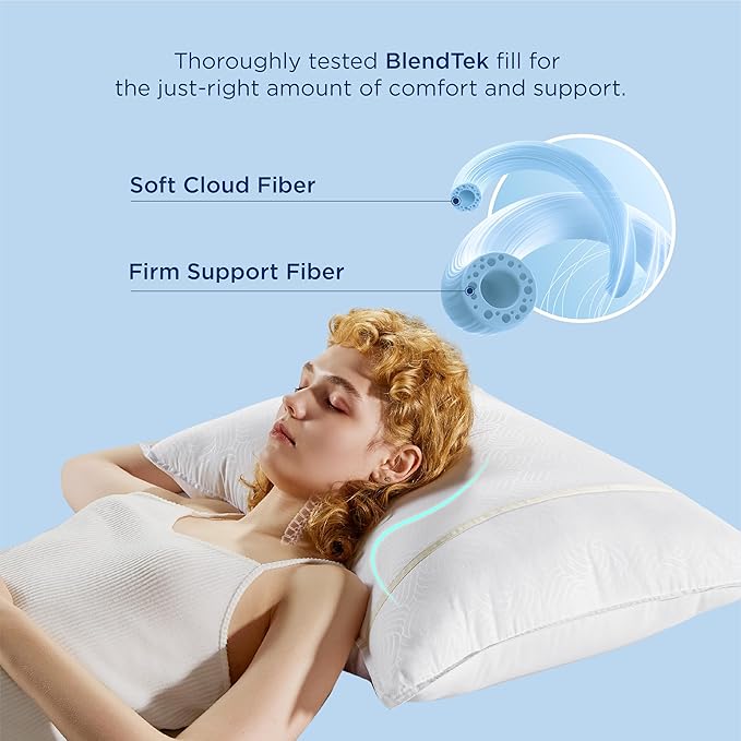 Bedsure Hotel Pillows - Luxury Bed Pillows for Sleeping with Decoration Strip Breathable Cover Soft & Supportive Pillows for Side, Back or Stomach Sleepers (4, Light Khaki, Queen)