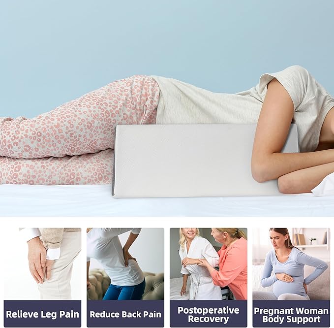 MABOZOO Adjustable Wedge Pillow for Side Sleeping, Foam Wedge Pillow Support for Back, Belly, HIPS, Legs, Pregnancy Body Pillow with Detachable Pillow Cover