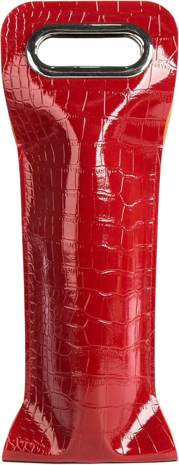 Leather Wine Bag with Handles Reusable Wine Carrier Bag Carrier Tote PU Leather Wine Gift Bag for Party Picnic Travel for Wine Lover Color Red with Pattern 1 Bottle