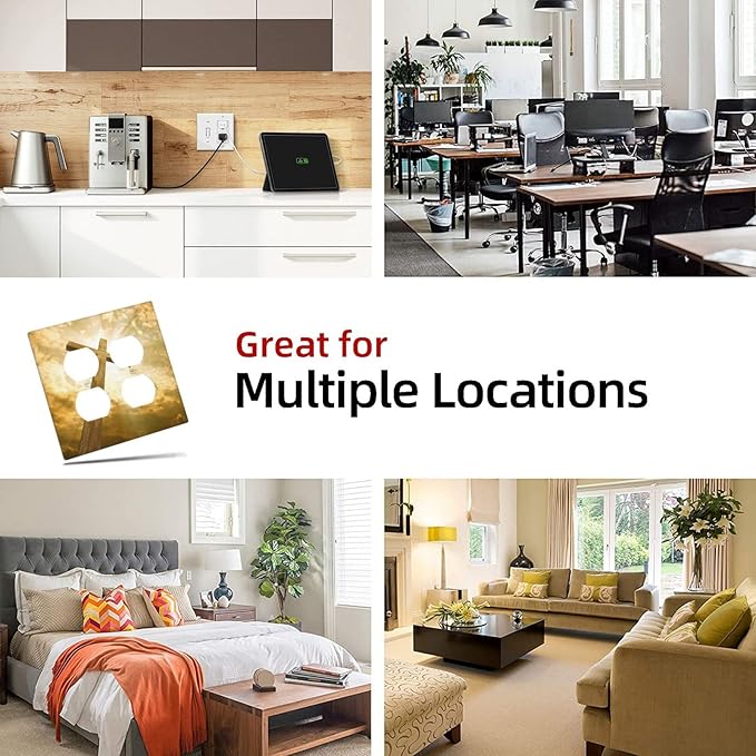 Christ Jesus Cross Sky Decorative 2 Gang Duplex Outlet Cover Wall Plate Double Switch Two for Electrical Kitchen Living Room Bedroom Bathroom Home Novelty Decorate