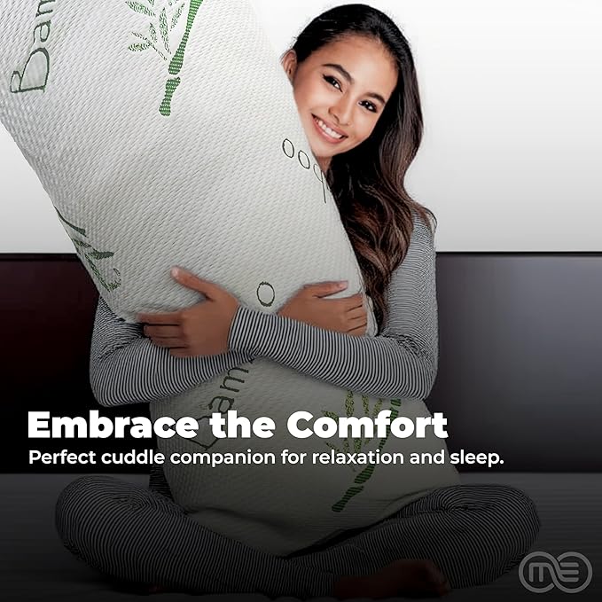 OMEO Full Rayon Bamboo Fiber Pillow Memory Foam Body Pillow for Side Sleeper, Huggable Long Body Pillow for Adults with Washable Body Pillow Pillowcase with Zipper, 20x54 Inch