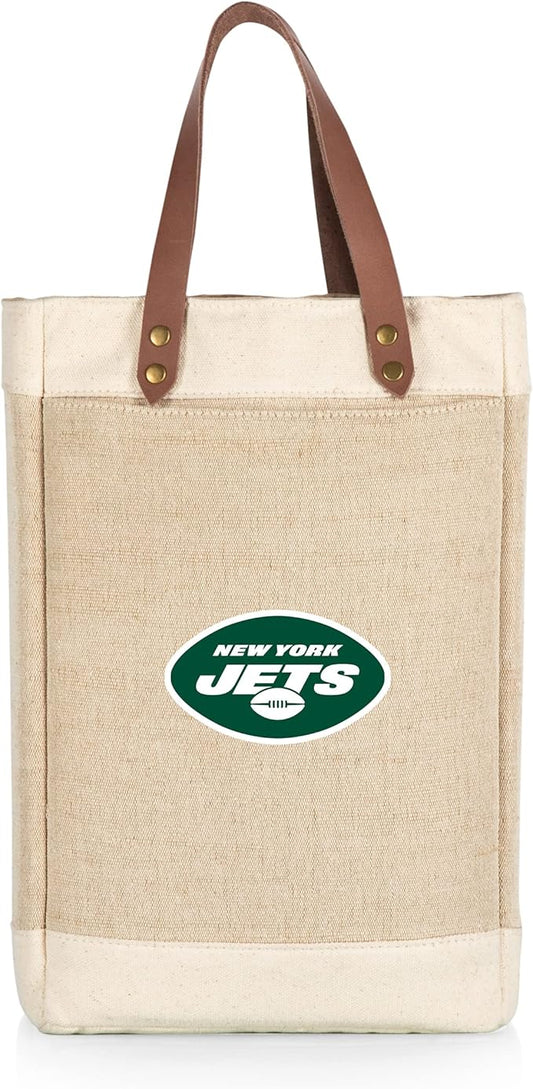 PICNIC TIME NFL Pinot - Jute 2 Bottle Insulated Wine Bag - Wine Tote Bag - Wine Gift Bag, (Beige)