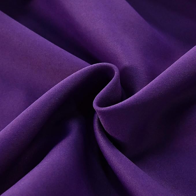 Purple Valance for Windows 52x18 Inch Solid Thermal Insulated Blackout Rod Pocket Kitchen Short Curtain Toppers Valance for Bathroom Living Room 1 Panel