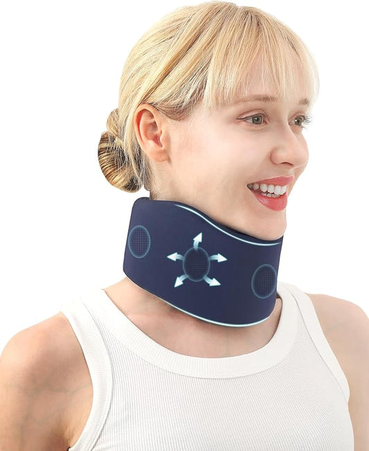 Neck Brace for Pain Relief - Washable Cervical Collar for Neck Pain and Support, Soft Cervicorrect, Suitable for Traveling, Working, Sleeping and Using Phone (Dark Blue, 2.76 inch Height)