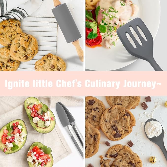 Kids Cooking and Baking Sets Real 23PCS, Toddler Chef Knife Set with Cutting Board and Peeler, BPA-free, Food Grade Child Safe Kitchen Tool for Meal Prep (Purple)