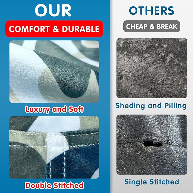 Lukeight Stuffed Animal Storage Bean Bag Chair Cover for Kids, Zipper Beanbag Chair Cover for Organizing Toddler and Kids' Rooms Plush Toys (Camo Velvet, X-Large)