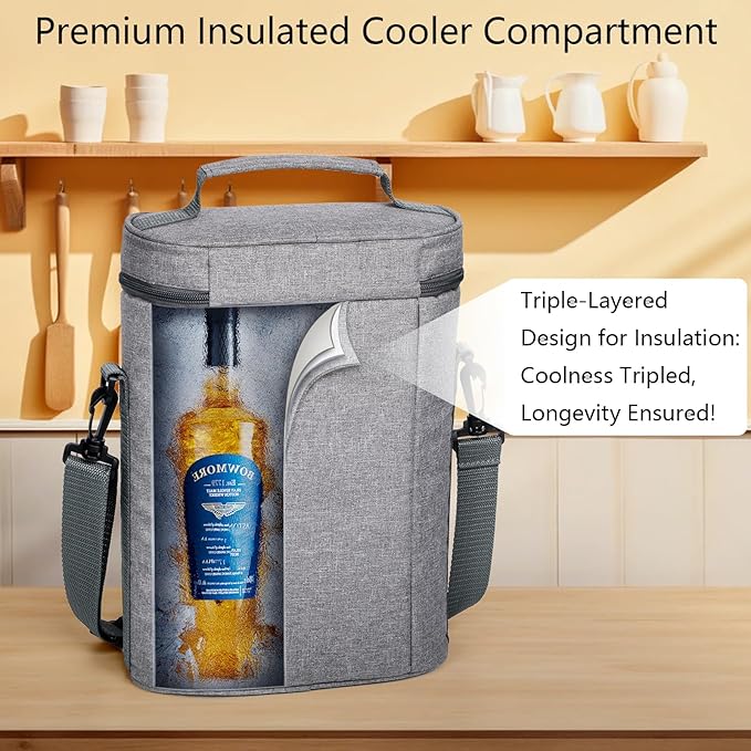 Hap Tim Wedding Gifts for Couples, Bridal Shower Gifts, Engagement Gifts for Newlyweds, Mr and Mrs Gifts - Wine Cooler Bag Insulated Wine Carrier Tote with Tumblers, Bamboo Cheese Borad (13624-G2)