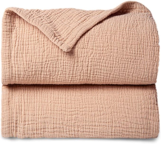Lulu moon Muslin Quilt Blanket, Crib Blanket for Baby and Toddler,47x47 Inches(Pink)