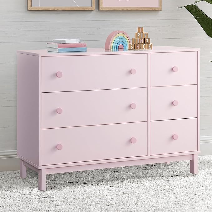 GAP babyGap Legacy 6 Drawer Dresser with Interlocking Drawers - Greenguard Gold Certified, Blush Pink/Dark Pink